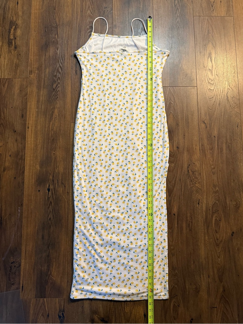 Vine & Valley Women’s XL Lemon Print Ribbed Maxi Dress Side Slit Spaghetti Strap - Picture 10 of 10